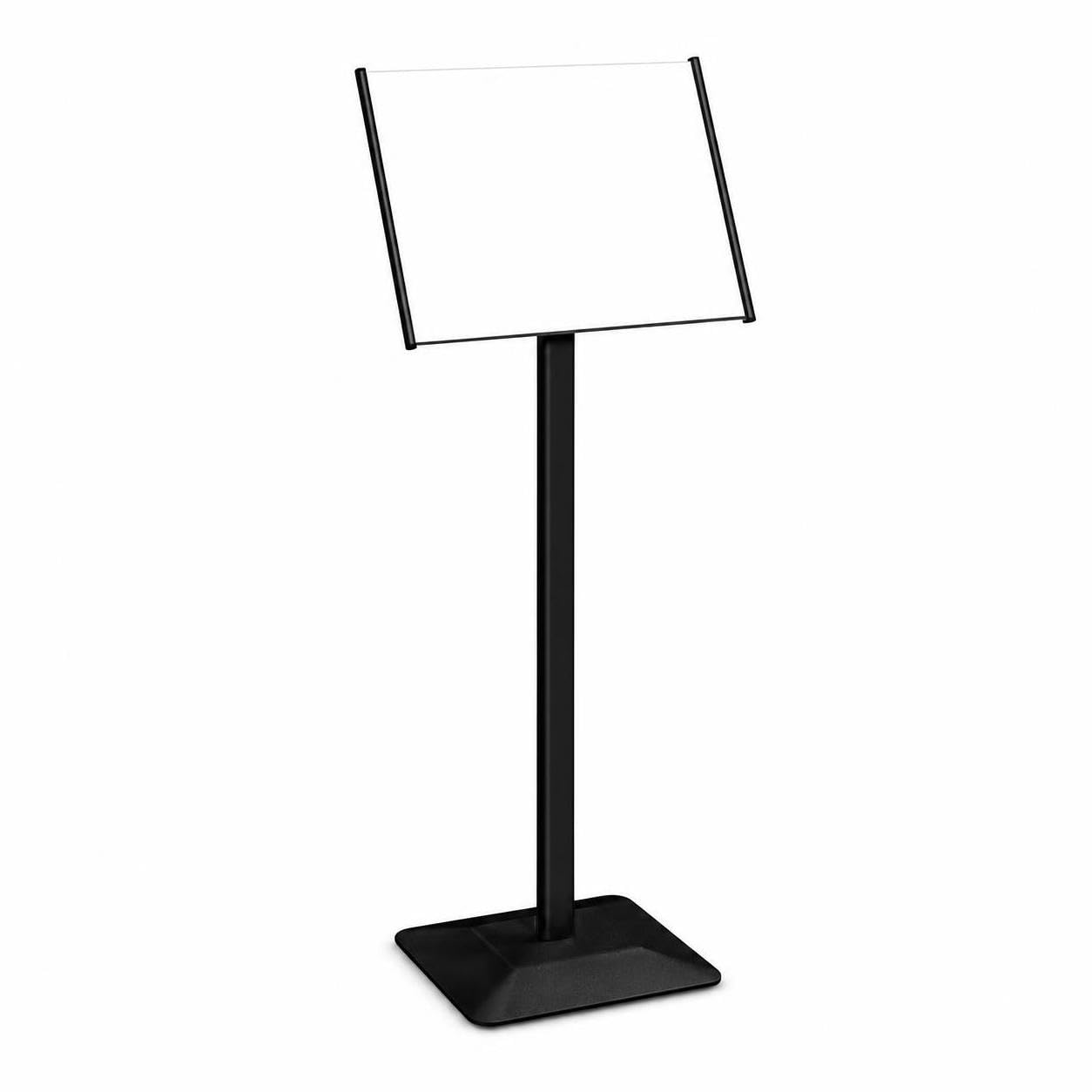Expositor Carteles Suelo Ajustable , Negro | Acero resistente, plástico | exhibición , ción pie, ángulo ajustable, PET, para Concesionarios