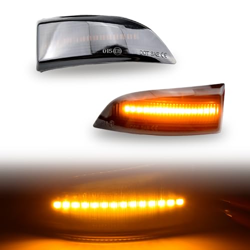 MKptopia LED Dinámica Luz Intermitente Espejo Retrovisor Indicador Compatible con Re-nault Me-gane MK3 Grand Scenic III Fluence-Negro(Versión actualizada)