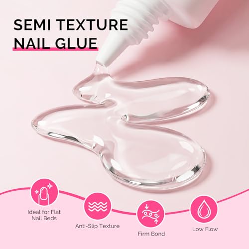 Image of MelodySusie Super Strong Nail Glue, Semi Solid Nail Glue Press On Nails, Quick Drying, No UV Lamp Needed, Long Lasting, Nail Glues DIY Home Salon Manicure 15ml