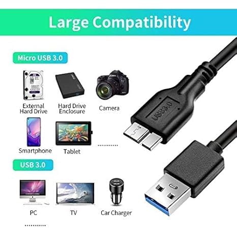 Image of SuperSpeed USB 3.0 A to Micro B SuperSpeed for hard disk short cable (30CM, BLACK)