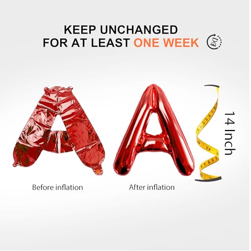 Image of 52 pcs Red Foil Letter Balloons with Air Pump, 16 Inch 2 A-Z Sets - Mylar Alphabet Balloon Kit for New Year, Valentine's Day, Birthday Banner & Party Decorations