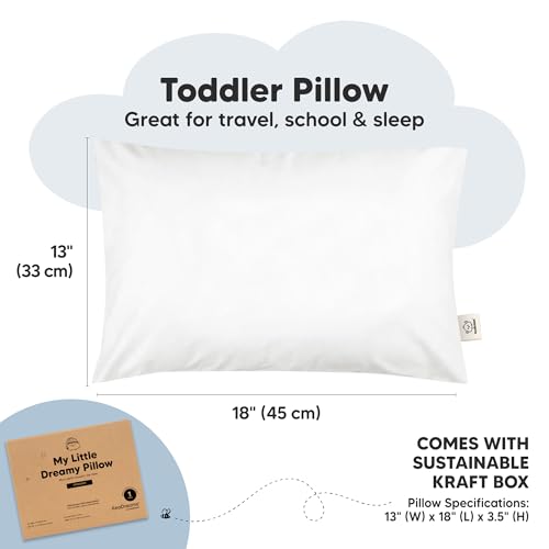 Image of KeaBabies 1pk Toddler Pillows 2 Year Old to 5,13x18 Kids Pillow (Soft White)