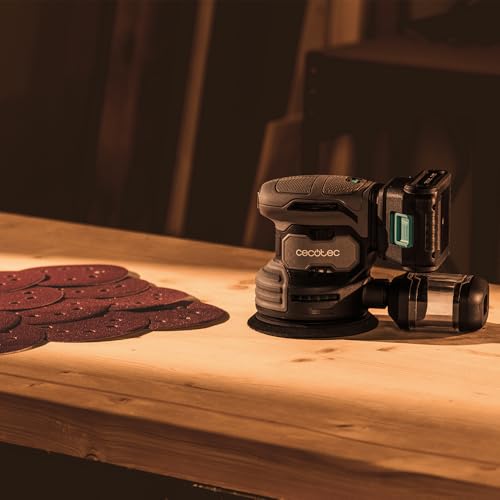 Cecotec Lijadora Rotorbital a Batería 21V y 2000mAh PerfectSurface 2120 Rotate. 13000rpm, 12 recambios, Depósito de polvo, Conexión para Aspirador, Doble Movimiento Excéntrico, 26000mov/min - imagen 7