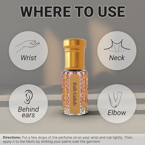 Image of Ruh Gulab Attar By NEESENCE Original Pure Super Long-Lasting Luxury Itra 100% Alcohol Free 6.0ml In Luxury Bottle Best For Men And Women