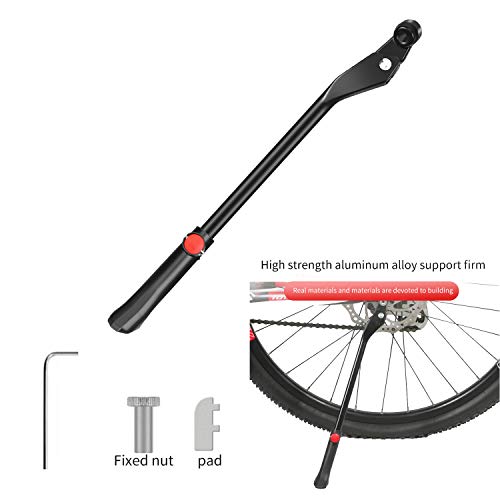 SOULBEST Pata de Cabra para Bicicleta - Aluminio Soporte Ajustable del Retroceso de Bici Caballete Bicicleta con Llave Hexagonal y Campana de Bicicleta 22"- 28" (Negro-B)