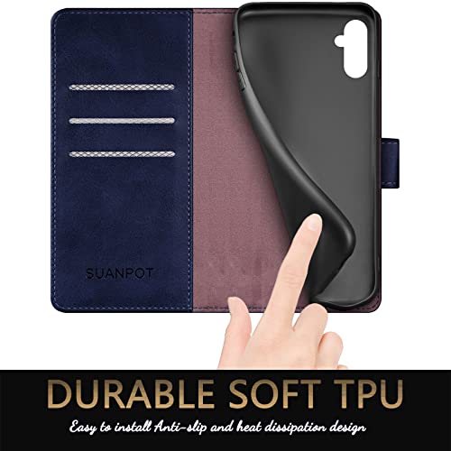 Étui portefeuille Samsung A13 5G SUANPOT bleu avec blocage RFID