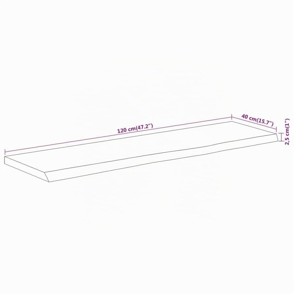 vidaXL Dessus de Table, Plateau de Bureau, Dessus de Bureau, Dessus de Table de Remplacement, 120x40x2,5 cm Rectangulaire Bois Massif Acacia