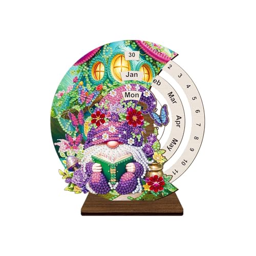 Calendrier de bureau en bois – Kit d'art 3D avec strass faits à la main, calendrier, décoration de la maison, support de table pour chambre à coucher,...