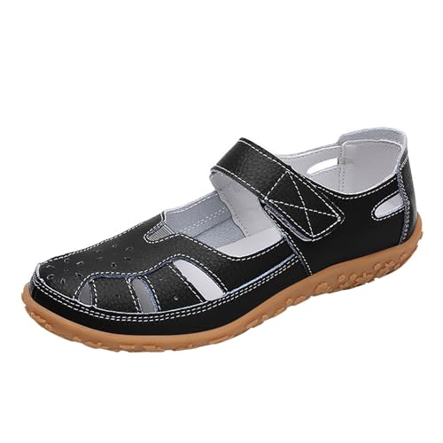 Mocasines Mujer Mocasines Planos Sandalias Delanteras Cerradas Zapatos de Verano Sandalias Sandalias Zapatos de Cuero Plataforma Suela Resistente Suela Suave Zapatos Mocasines Casuales Antideslizantes
