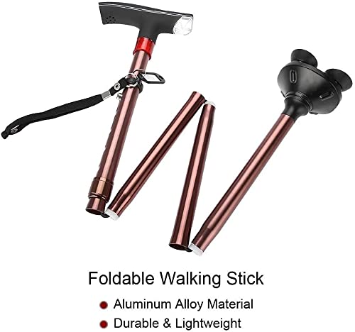 Bastones para Caminar para Personas Mayores, bastón Plegable, aleación de Aluminio, guía Plegable para bastón para Personas Mayores, muleta con luz LED, Alarma, bastón Plegable con Andador con luz