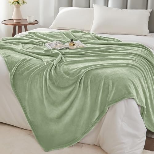 Image of BEDELITE Fleece Blanket Twin Size Sage Grey Green Throw Blankets for Couch & Bed, Luxury Plush Cozy Fuzzy Blanket 60x80 inches, Super Soft Warm Lightweight Throw Blanket for Travel Camping