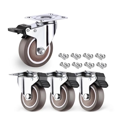 Roulettes pivotantes de 3 pouces avec frein charge 880Ib lot de 4 en caoutchouc
