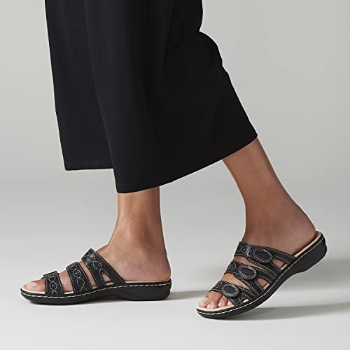 Clarks Clarks Collection Women's Leisa Cacti Q Flat Sandal, Black, 9 M US