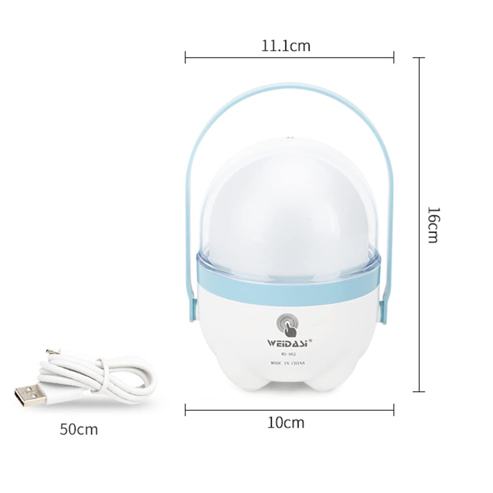 Luz Nocturna LED Para Niños, Luz Nocturna Portátil Con Carga USB, Lámpara De Noche Regulable Táctil Para Niños, Niñas, Dormitorio, Iluminación Giratoria De 360°, Brillo De 3 Niveles,Azul