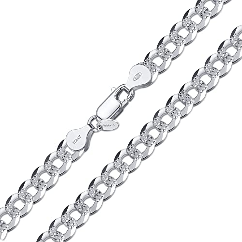 Amberta Cadena Cubana Diamantada Para Mujer En Plata De Ley 925: 7.9 Mm 50 Cm Amberta Cadena Cubana Diamantada Para Mujer En Plata De Ley 925: 7.9 Mm 50 Cm