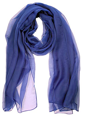 Bovari Donna Chiffon sciarpa scialli - luce extra - sciarpa primavera estate sciarpa per tutte le stagioni - taglia XL - sensazione di seta - molti colori (blu)