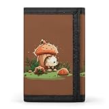 LPSBVNM Hedgehog And Mushroom Trifold Wallet Slim Security Wallet for Men Women Card Holder Key Ring Photo Window Fashion Wallets