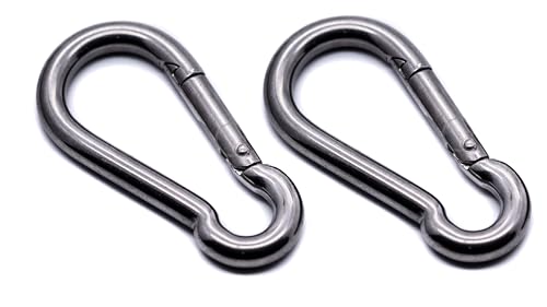 J Clarke Marine Pack of 2 - Carabiner snap hook 50mm, 60mm, 70mm 316 A4 stainless steel (6mm x 60mm)