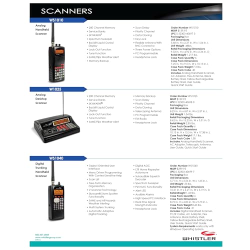 Image of Whistler WS1025 Analog Desktop Scanner - Programmable Police /Fire /Weather Radio with 200 Channels and Backlit LCD Display - Easy-to-Use Base Unit - Black