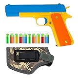 Realistic Colt 1911 Toy Gun with 10 Colorful Soft Bullets, Ejecting Magazine , Slide Action for Training or Play