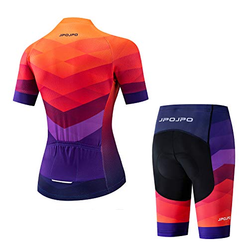 Camisa feminina de ciclismo + shorts acolchoados de manga curta para ciclismo, A15, M for Chest32.3-