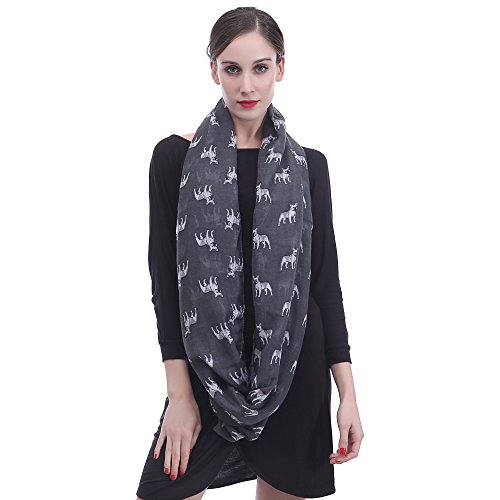 Lina & Lily French Bulldog Dog Print Women's Infinity Scarf Lightweight3