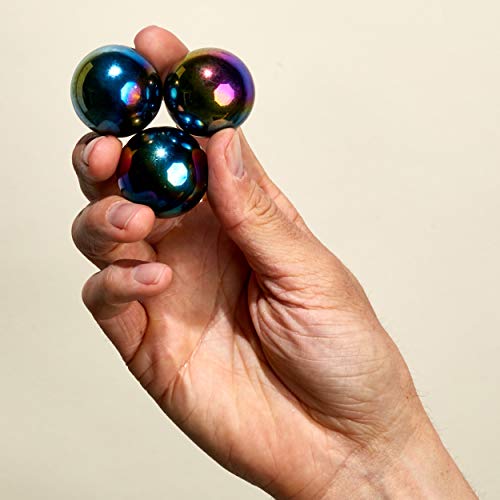 Speks Super Oilslick Set of 3 (33mm) Magnetic Balls - Sculptural Fun Stress Relief Desk Toy and Base for Adults