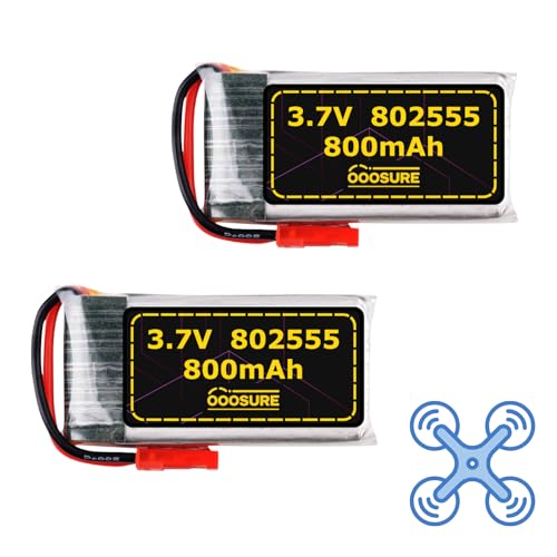OooSure 2 Pcs 3.7V 800mAh 802555 Drone Battery Compatiable with
