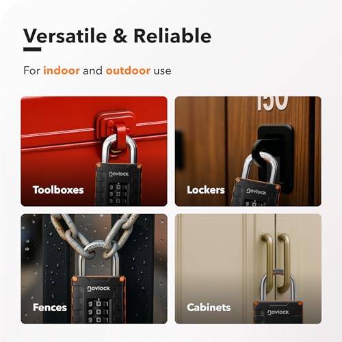 Cadenas à code haute résistance pour portail et clôture extérieure lot de 4 - 8