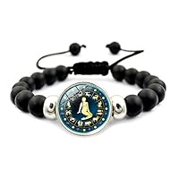 Bracciale Costellazione Luminosa per Coppia - Braccialetti Intrecciati Neri Fatti A Mano per Donna, Bracciale retrò con Perline Multistrato, Oroscopo, Braccialetti Dell'Amicizia, Gioielli, Acquario