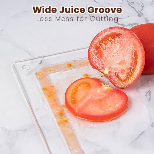 Acrylic Cutting Board with Juice Groove and Lip, 17.5x13.5 Inch Cutting Board for Kitchen, Gifts for Women