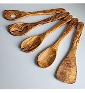 Set De 4 Utensilios De Cocina De Madera De Olivo – Cuchara Para Ensaladas Y Volteador De Sartenes – D.O.M.