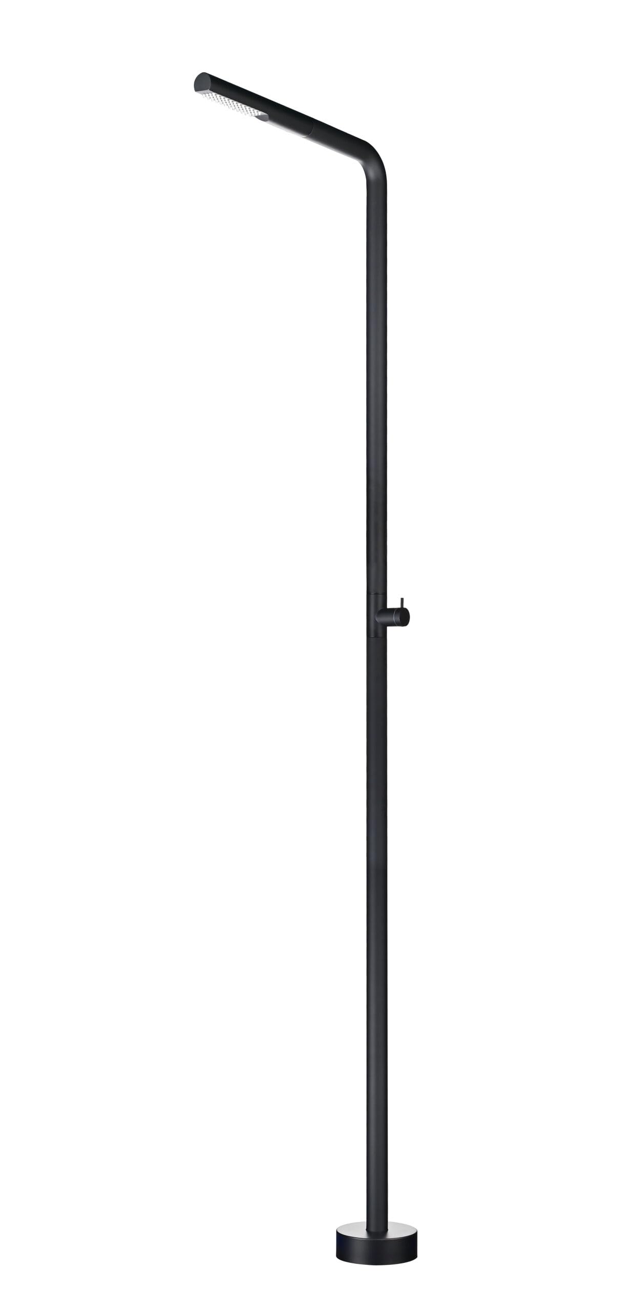 Mice - Ducha exterior para Piscina - Jardin - SPA con Rociador Tubular de 42mm con una altura 220 cm de acero inoxidable S316 Monofluido de 1 Via Agua Fria Color Negro Mate