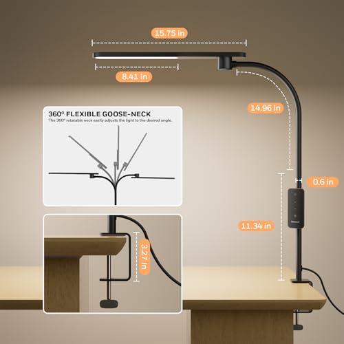 Image of Honeywell HJ2 Clip On LED Desk Lamp with Clamp, Adjustable Reading Light