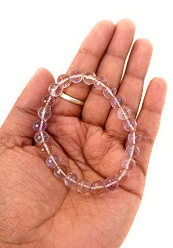 Pulsera de ametrina de 80 quilates cuentas de 8mm y piedra bolivianita facetada de 17,8 cm 2