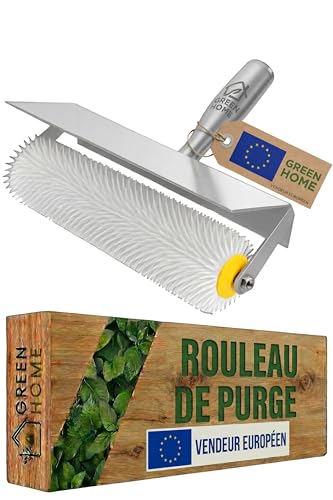 Green Home - Rouleau débulleur 25 cm Rouleau à pointes 11 mm, 250 mm avec protection anti- éclaboussures blanc