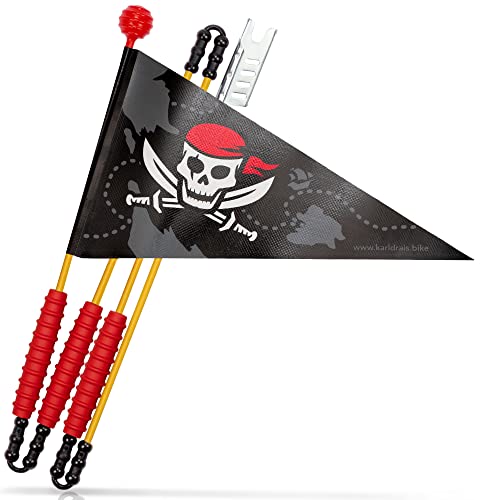 Fanion de sécurité Karl Drais pour vélo - En bâche résistante, Piratenfahne 125 CM