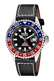 Gevril Men's Stainless Steel Automatic Watch with Leather Strap, Black, 22 (Model: 4952B-L1), Silver