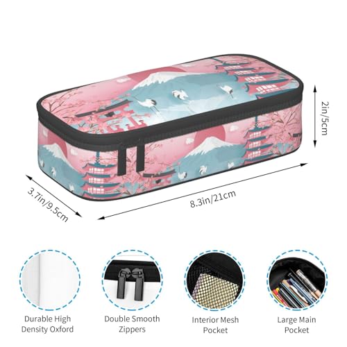 Image of Japanese Cherry Blossom Large Pencil Case, Pencil Pouch With Zipper Compartments Stationery Pencil Bag For Kids Teens Students School Supplies