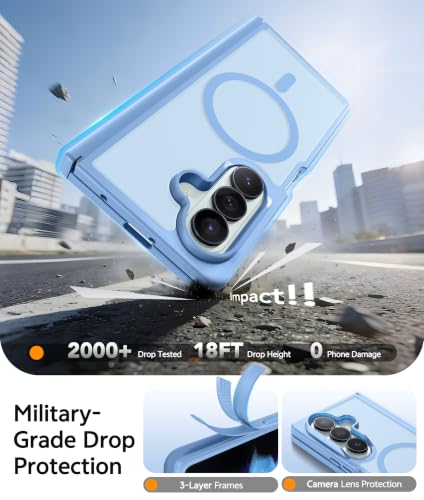 Image of FNTCASE for Samsung Galaxy Z Fold 7 Case: Galaxy Z Fold 8 Ultra Case [Hinge Protection + Screen Protector] [Fit for Magsafe] Military Grade Drop Protective, Translucent Matte Phone Cover - Light Blue
