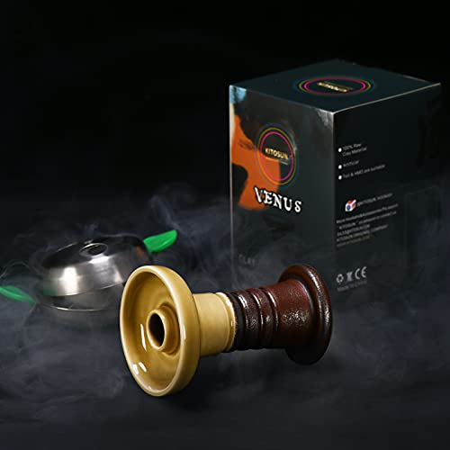 Shisha kopf Kitosun Venus Hookah Bowl Schale mit Rand kompatibel mit HMD Provost & Foil, Shisha Geschmack 20 g letzte 1,5-2 Stunden (Rosteisen)
