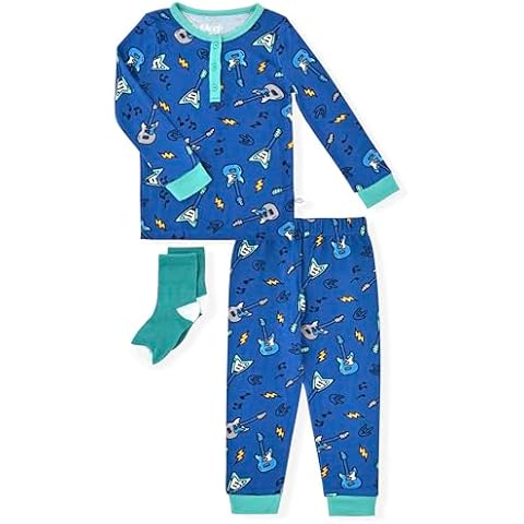 Sleep On It Boys Pajamas Set For Toddlers and Kids Sleepwear With Matching Socks Cover