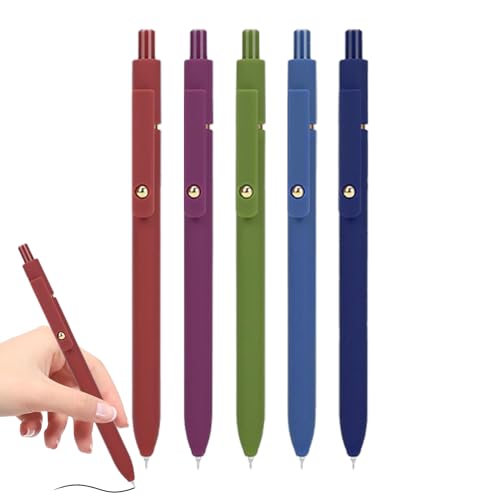 Yhsioaklo ゲルペン - ブラックインクペン | 5本 クリエイティブ 滑らか 速乾 細字 筆記具 日記 メモ 取る 女性 男性 学校
