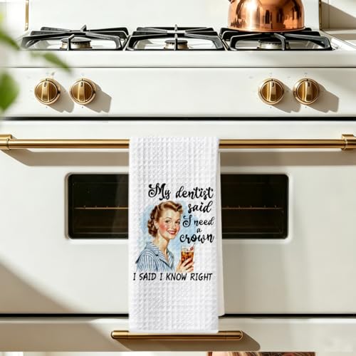 Image of Hanamiya Na Funny Kitchen Towels, Hostess Gifts for Women, Reusable Tea Towels for Kitchen Home Farmhouse Decor, Funny Waffle Weave Dish Drying Towel, Ladies Gifts for Women Friend Mom, 24x14 Inch