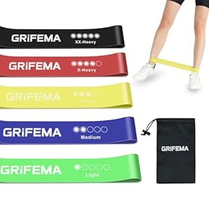 GRIFEMA GAK5001 Resistance Bands [Set of 5], Exercise Resistance Bands Set Women and Men, 5 Different Levels Stretch Bands for Exercise – for Home, Gym, Yoga, Training