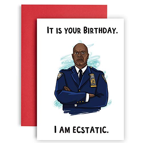Image of It's Your Birthday I'm Ecstatic - Funny Birthday Card Raymond Holt - Brooklyn Nine Nine Card - happy birthday card for her - best friend birthday card - funny birthday card for her - A5