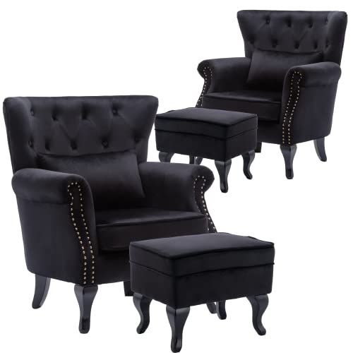 Sillón Plegable Terciopelo Negro