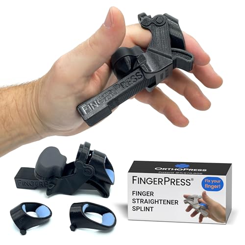 Adjustable Finger Straightening Splint Static Progressive Extension Orthosis for PIP Flexion Contracture X-Large Black