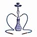 MADGROW. Narghilè Murano. Blu. Shisha in Vetro a Spacco, Corpo in Metallo e Due Tubi, 45 cm. Super Pack con 10 pastiglie di Carbone + 5 bocchini XXL + pinzetta/perforatore + Padella + Pennello.