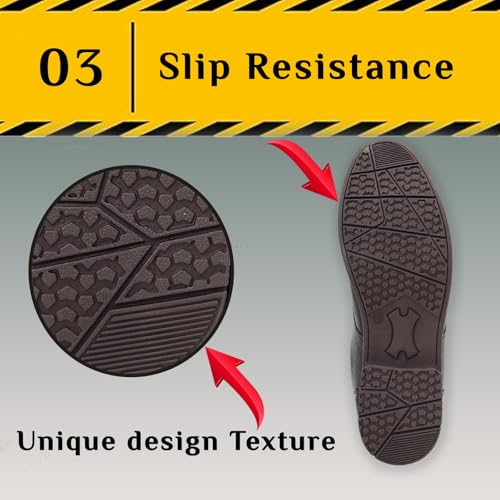 STONIX® Formal Premium Safety Shoes for Men's | Steel Toe cap | Slip and Water Resistant | Leather Material & TPR Sole | Comfortable for Construction Work's,(SIZE-08, BLACK)